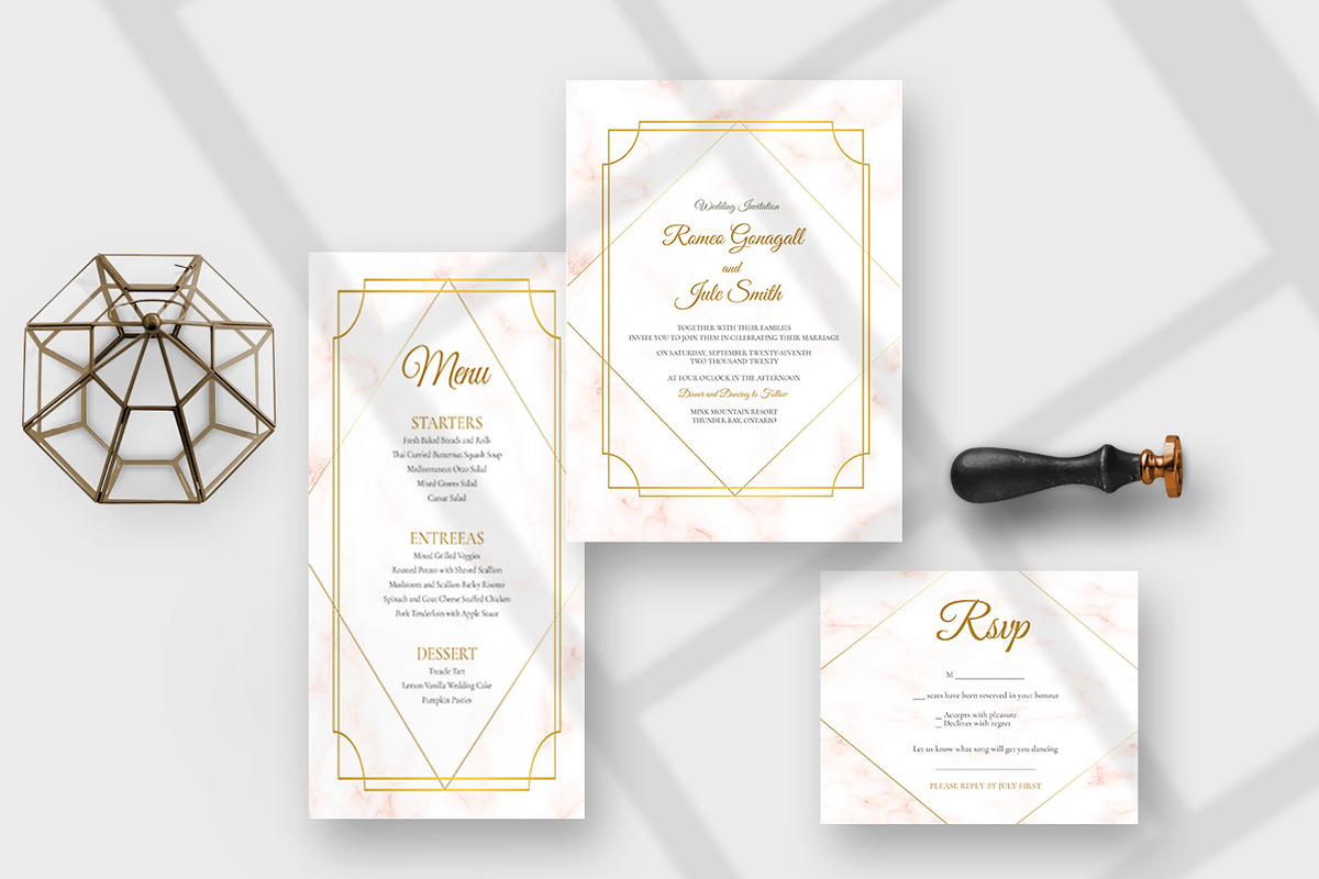 Golden Marble Wedding Suite, an Invitation Template by Design with Qurat (Photo 3 of 4)