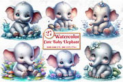 Watercolor Cute Baby Elephant, a Seasonal Illustration by Craft Nest (Thumbnail 1 of 5)