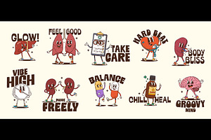 Medicine and healthcare funky y2k, a Healthcare Illustration by Buch&Bee