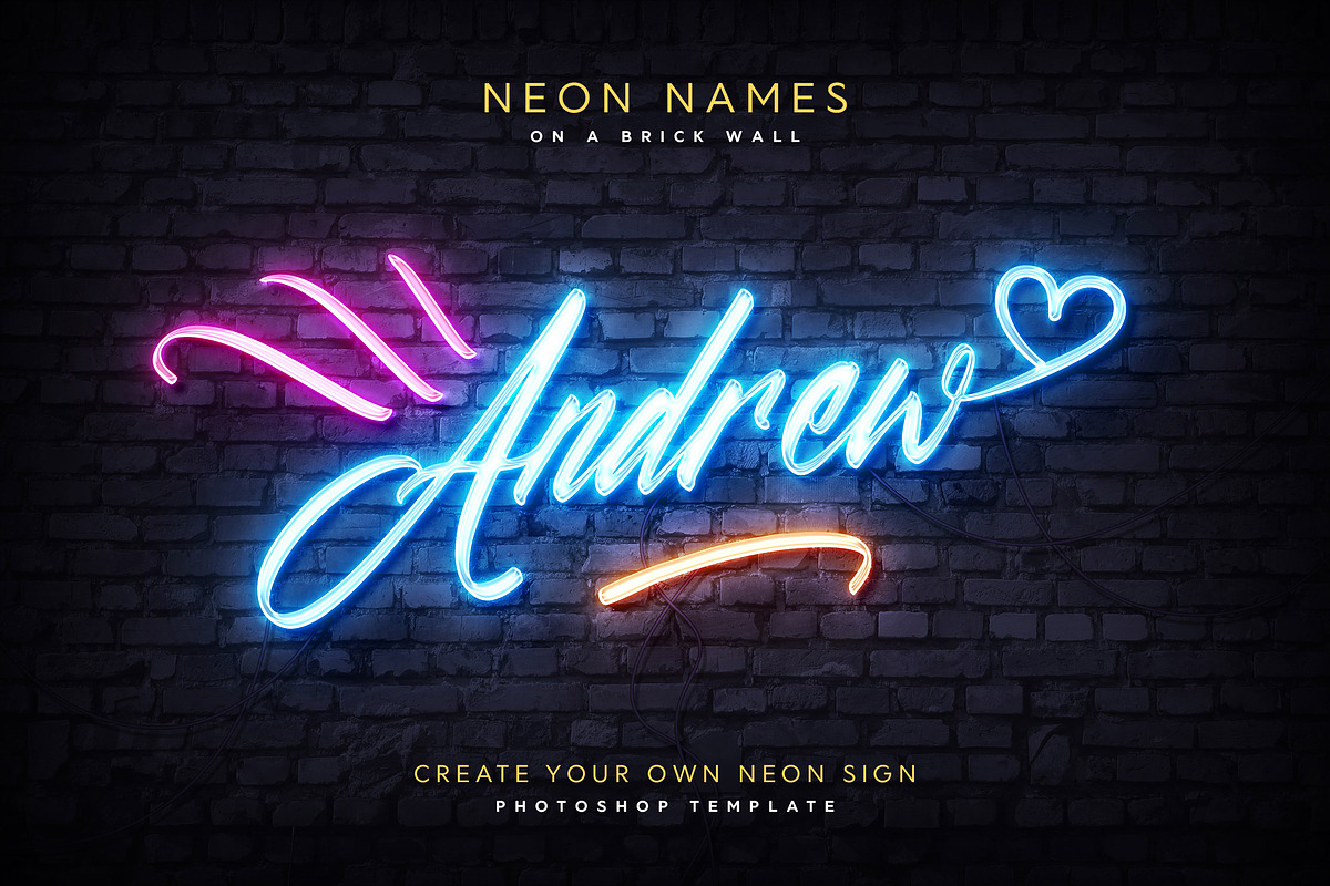 Neon Names Photoshop Templates, a Layer Style Add-On by Andrew Skoch Design (Photo 6 of 7)