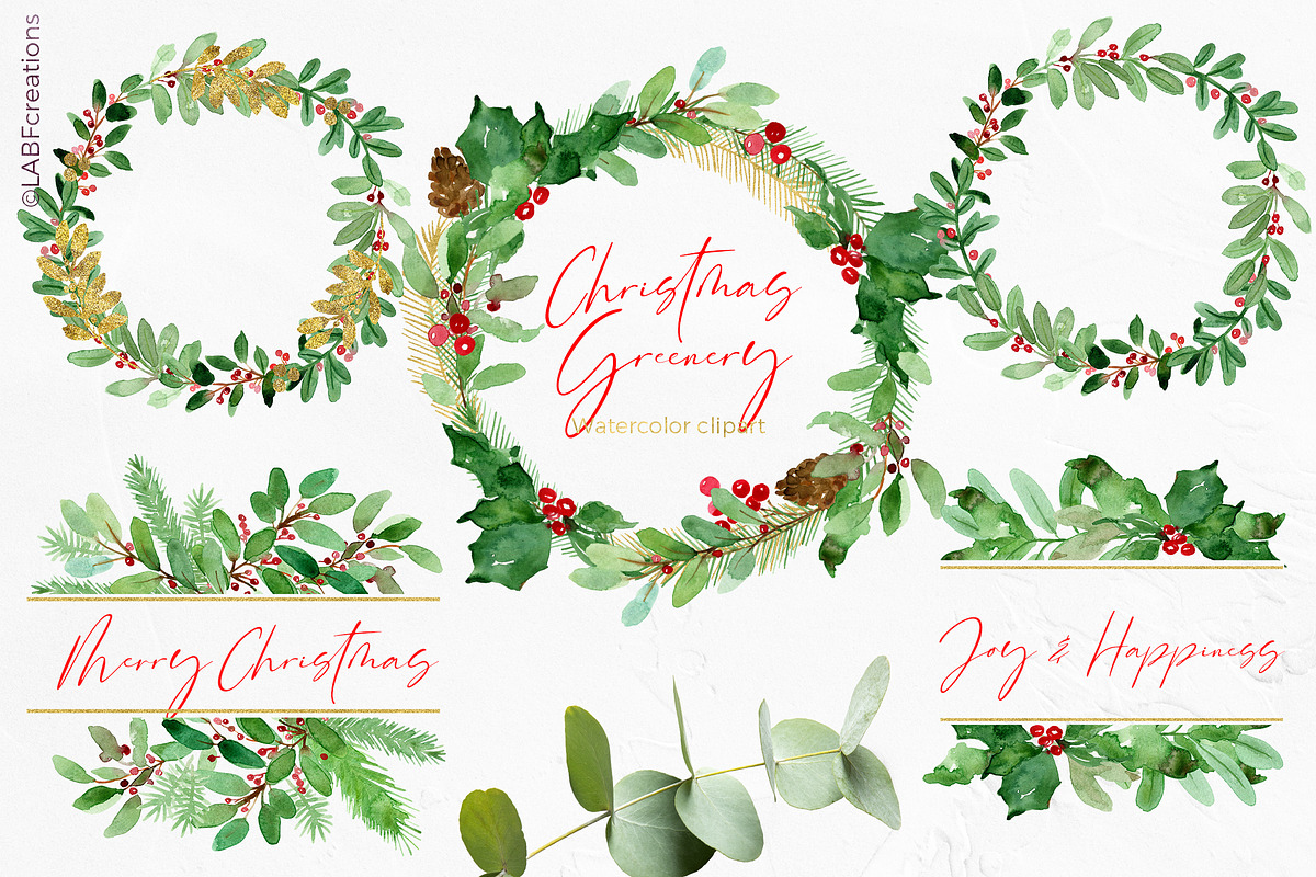 Christmas Greenery. Winter Foliage, an Illustration by LABFcreations (Photo 6 of 8)