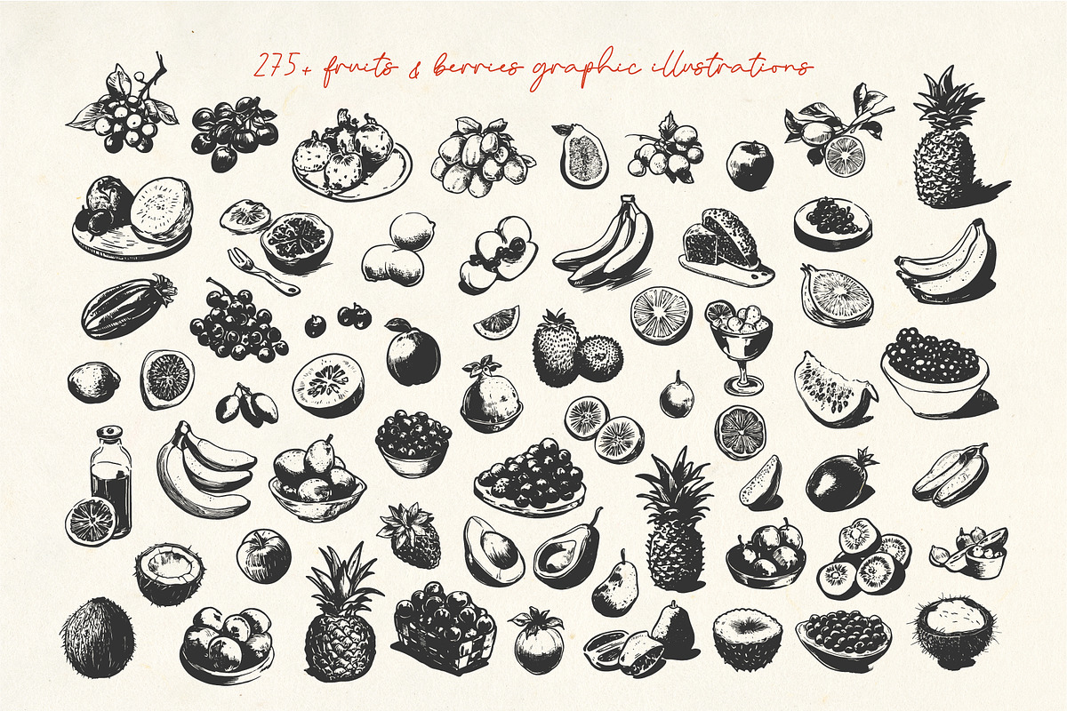 275+ Fruits & Berries Illustrations, a Food Illustration by La Petite Line Art (Photo 5 of 11)