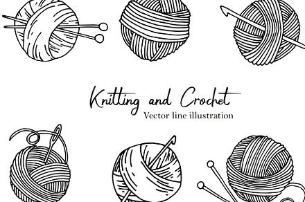 Knitting and Crochet doodle set