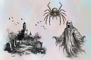 Creepy Halloween Houses Clipart, an Object Graphic by Agnesagraphic (ID 95) (Thumbnail 4 of 9)