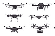 Drone icons. Black silhouettes, a Transportation Illustration by YummyBuum (Thumbnail 3 of 3)