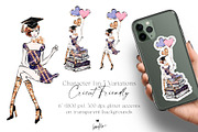 Graduation Clipart Fashion Girls PNG, an Education Illustration by KaramfilaS (Thumbnail 2 of 6)