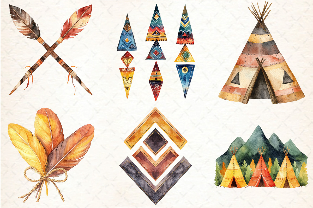 Indigenous Tribal Motifs Clipart Bun, an Illustration by DreamCafeArt (Photo 2 of 7)