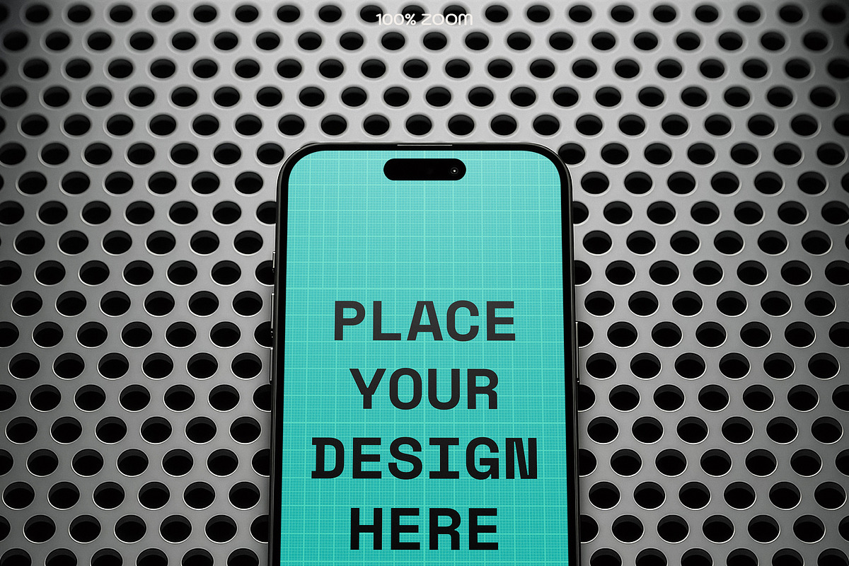 Mobile Phone Mockup Perforated Metal, an iPhone Mockup by smishura (Photo 8 of 13)