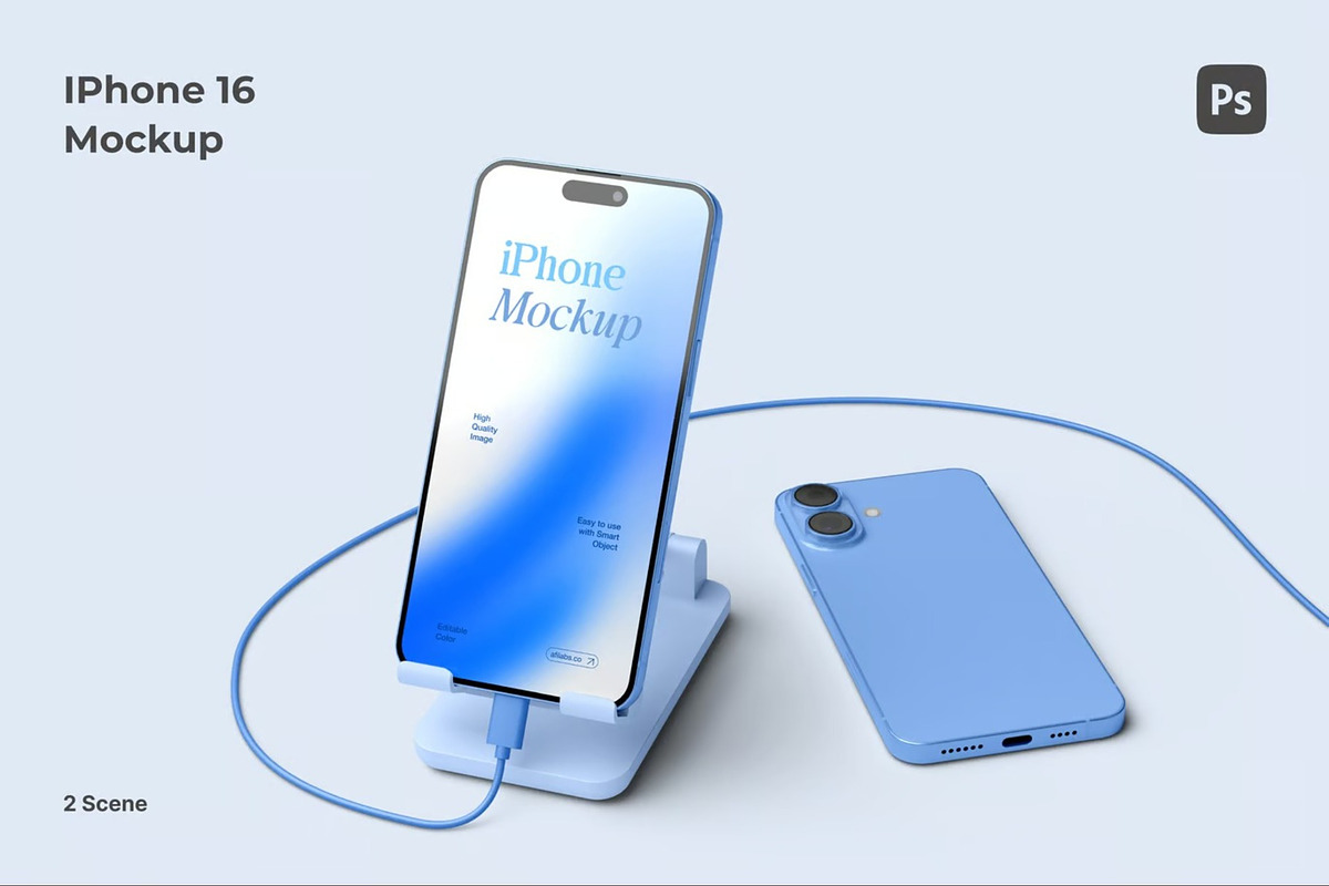 iPhone 16 Mockup, an iPhone Mockup by Se٧enStudio (Photo 2 of 5)