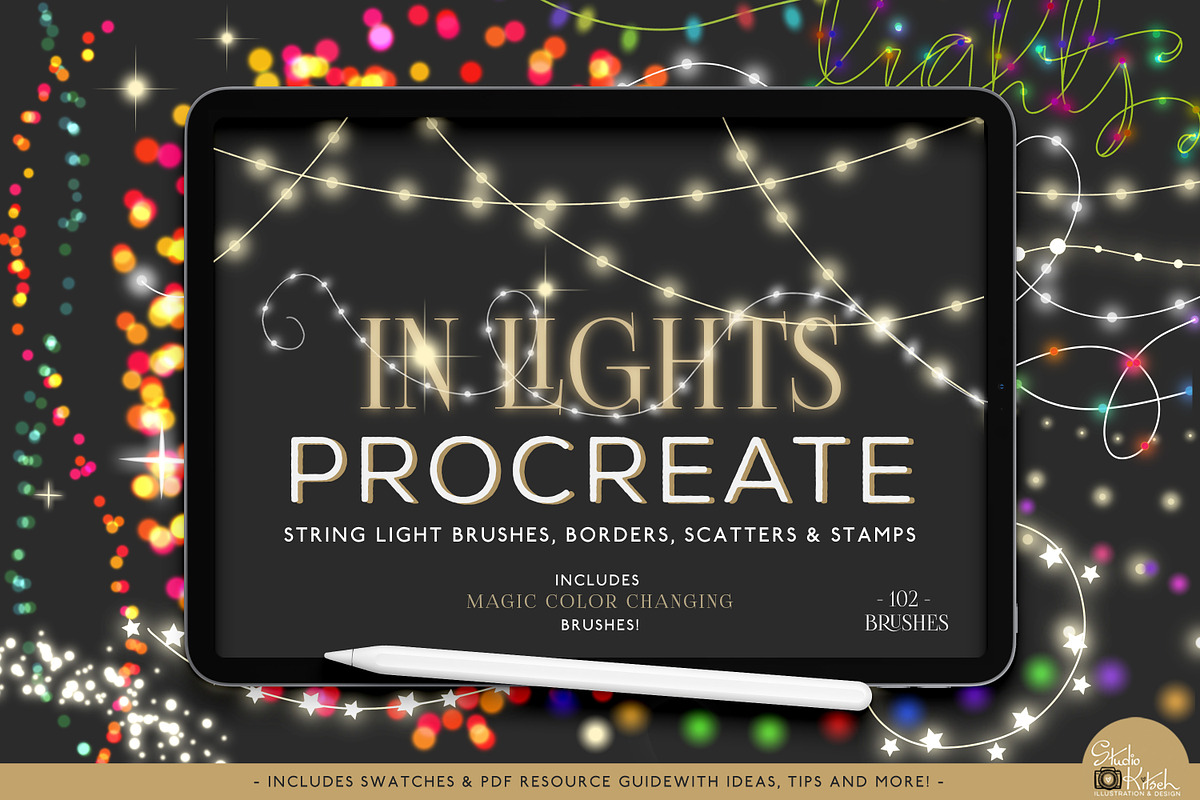 String Lights Procreate Brushes, a Brush Add-On by Studio Kitsch (Photo 1 of 10)