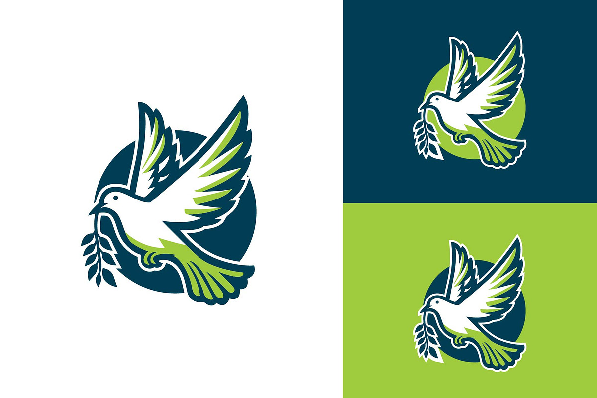 Flying Dove Pigeon With branch Logo, a Branding & Logo Template by funpixel