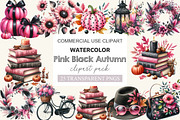 Pink and Black Autumn Clipart, a Work Illustration by cherrydesign (Thumbnail 1 of 3)