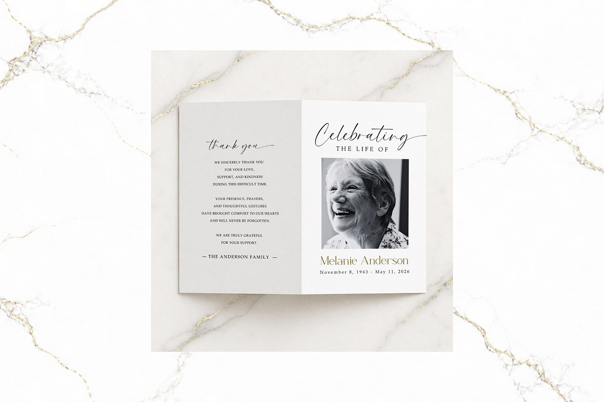 Funeral Bifold Program Canva FR002, a Brochure Template by TyphoonStudio (Photo 5 of 8)