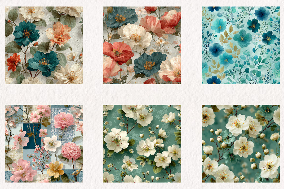 Spring Florals Seamless Digital Pape, a Pattern Graphic by CreationArt (Photo 4 of 7)