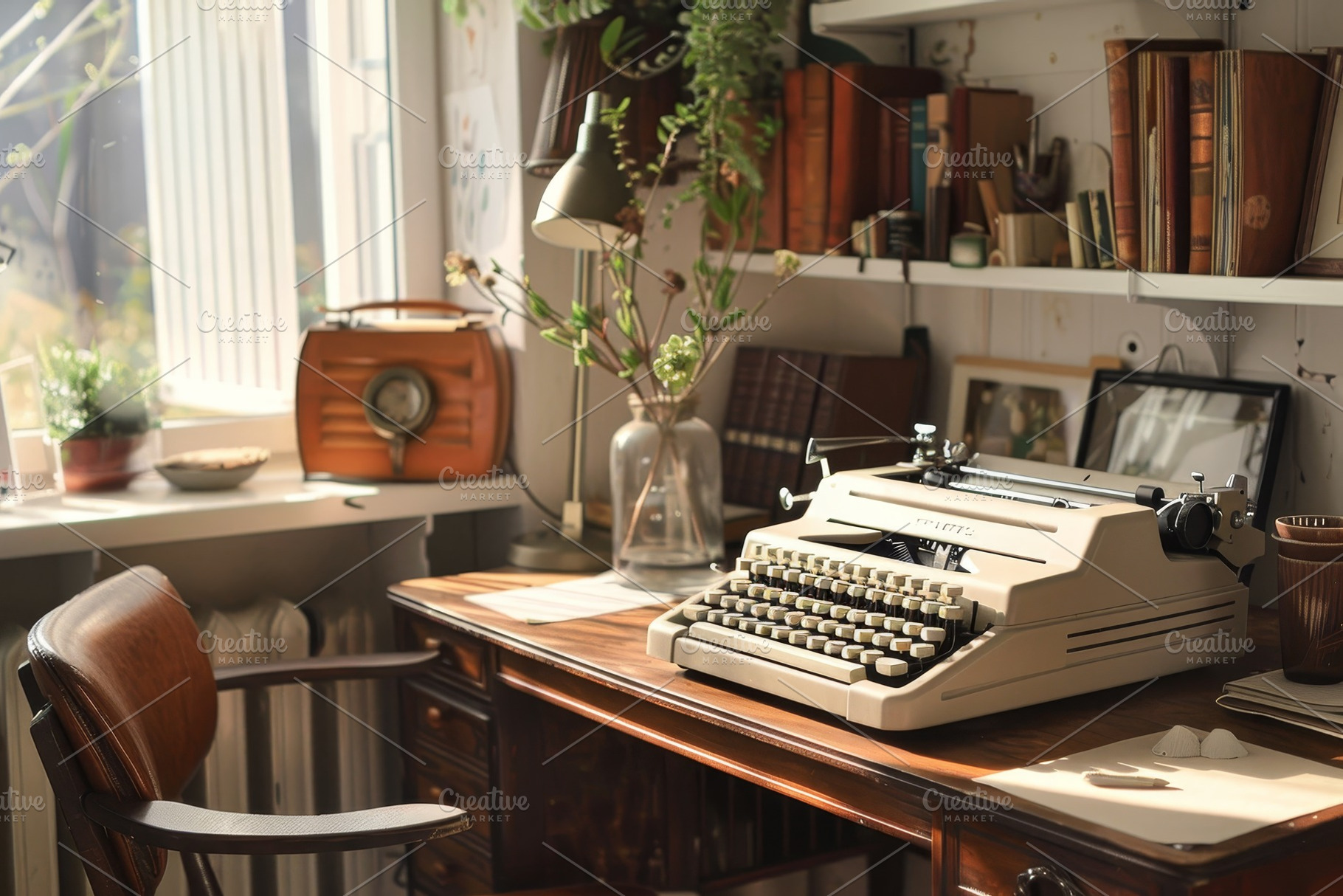 An antique typewriter sits on a wood, a Photo by Iftikhar Alam