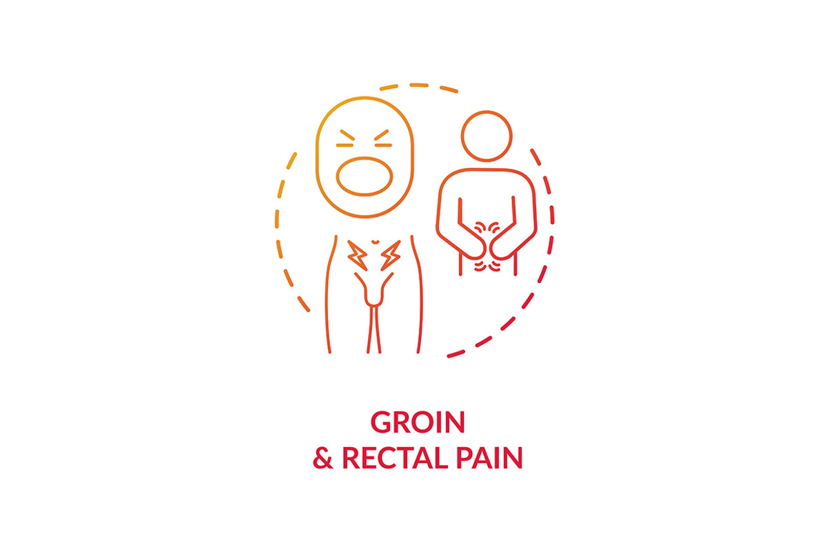 Groin and rectal pain concept icon, an Outline Icon by bsd studio ...