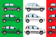 Italian flag with various Fiat Panda, a Transportation Illustration by frizio (Thumbnail 1 of 4)