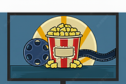 Popcorn and film reel vector design, a Decorative Illustration by zyxroun shop (Thumbnail 2 of 3)