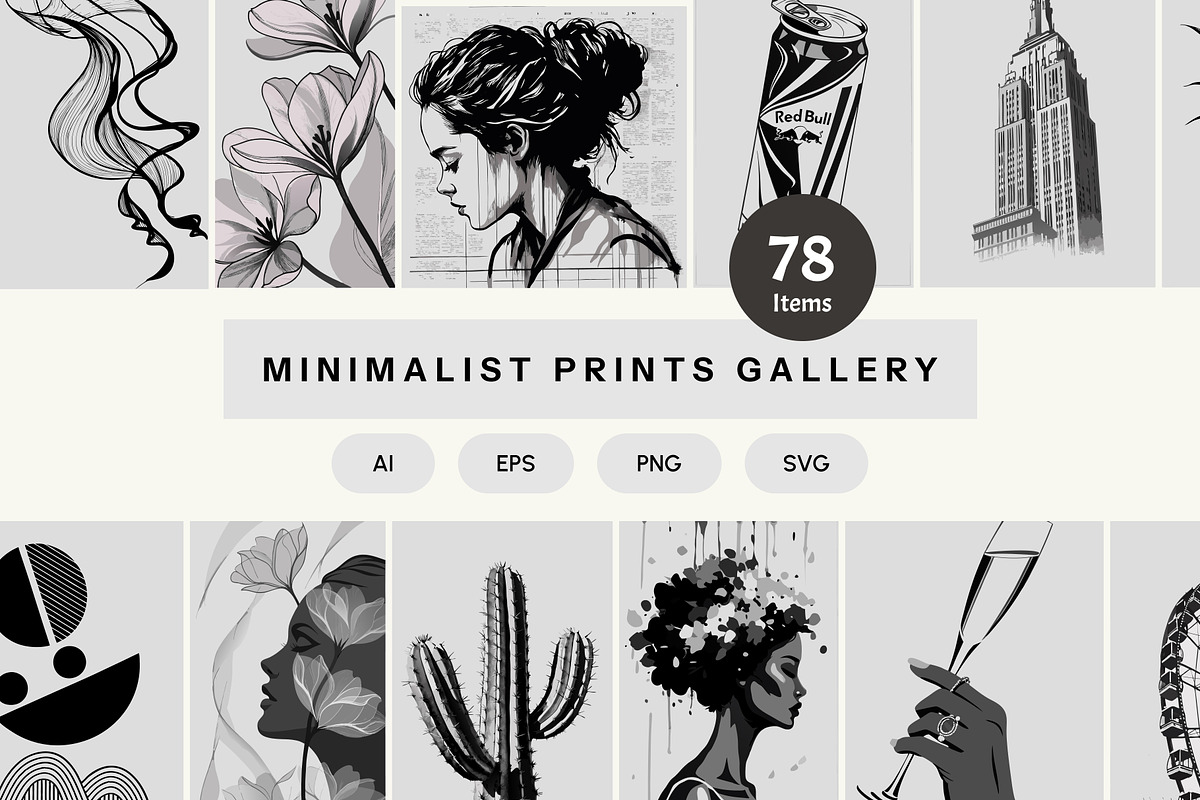78 Minimalist Wall Art Prints, a Wallpaper Graphic by Helospace (Photo 1 of 10)