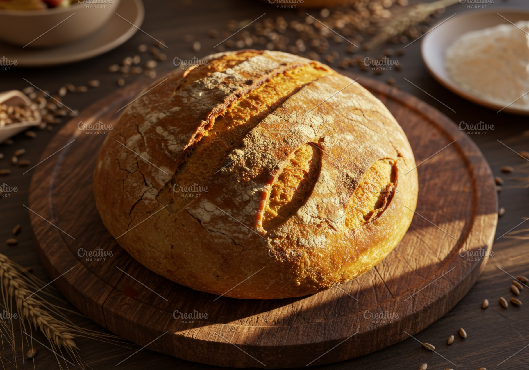 Artisan round loaf of sourdough brea, a Food & Drink Photo by professorinc