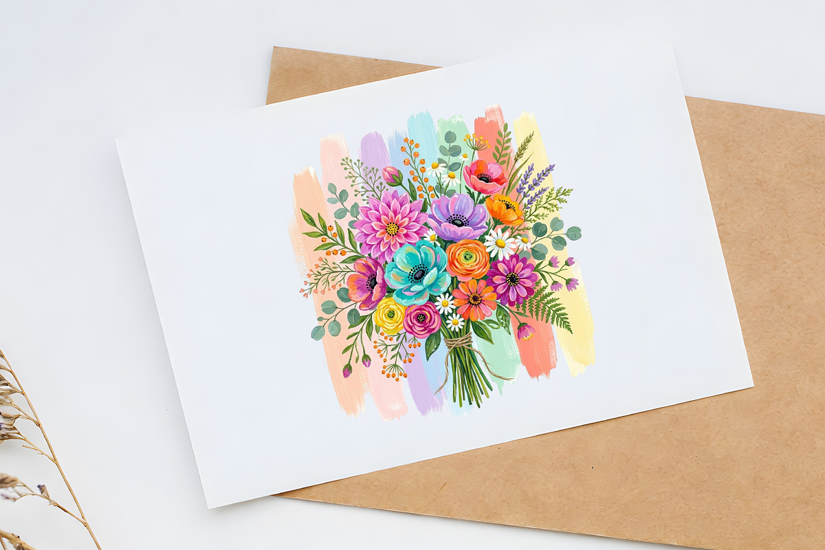Boho Floral Brushstroke, Summer PNG, a Seasonal Illustration by Canvas Craft (Photo 6 of 6)