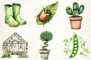 Watercolor Green Garden Clipart, an Illustration by DreamCafeArt (Thumbnail 2 of 7)