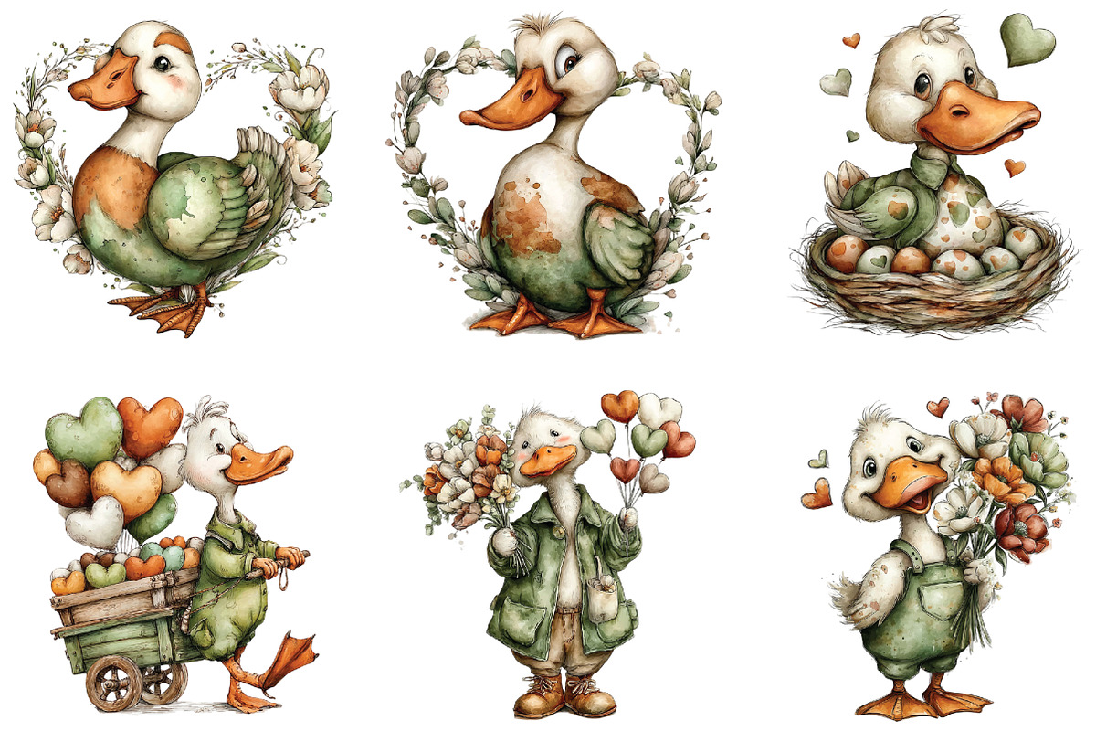Whimsical Valentine Goose Clipart, an Illustration by CraftArtStudio (Photo 5 of 6)