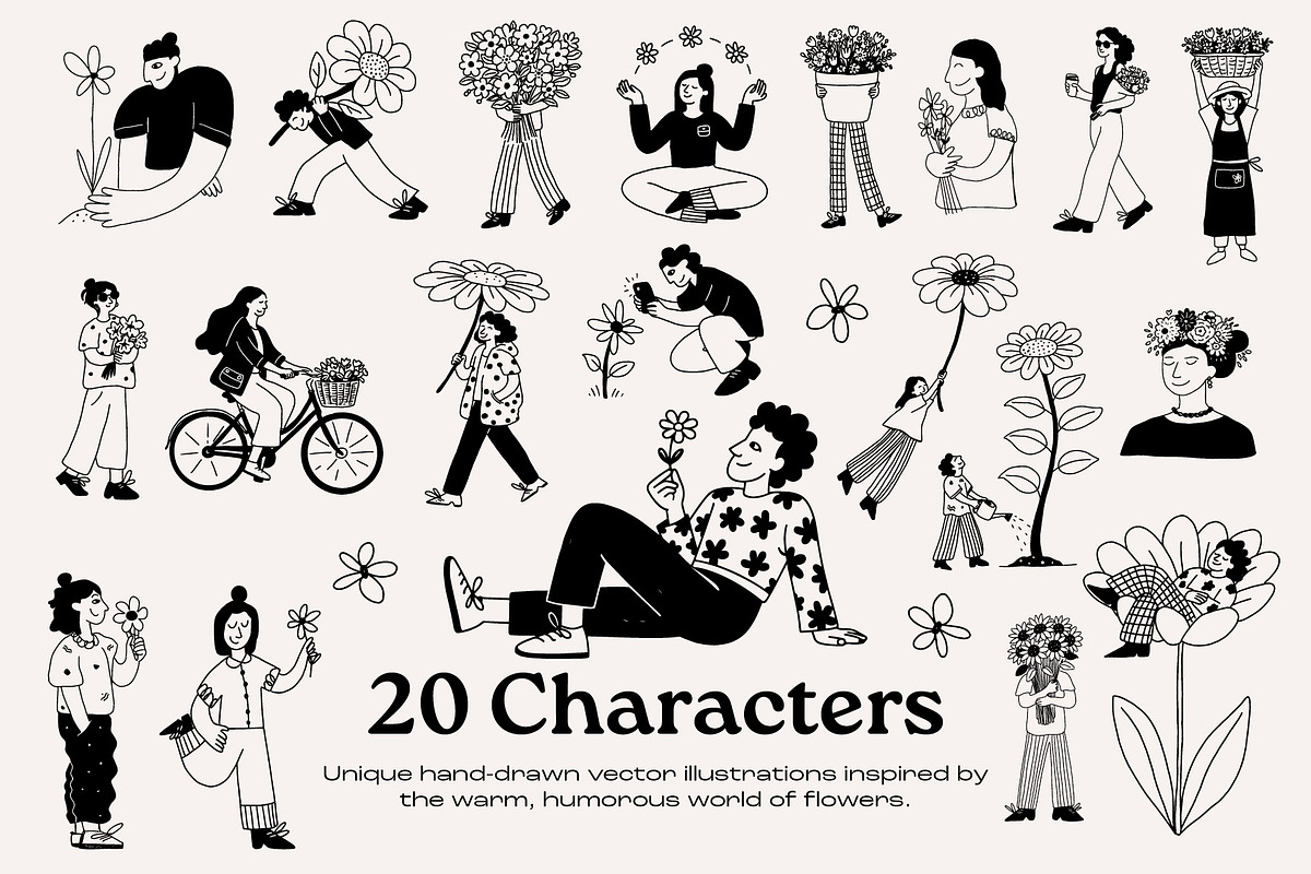 Flower People vector illustrations, a Person Illustration by dicreate (Photo 5 of 14)