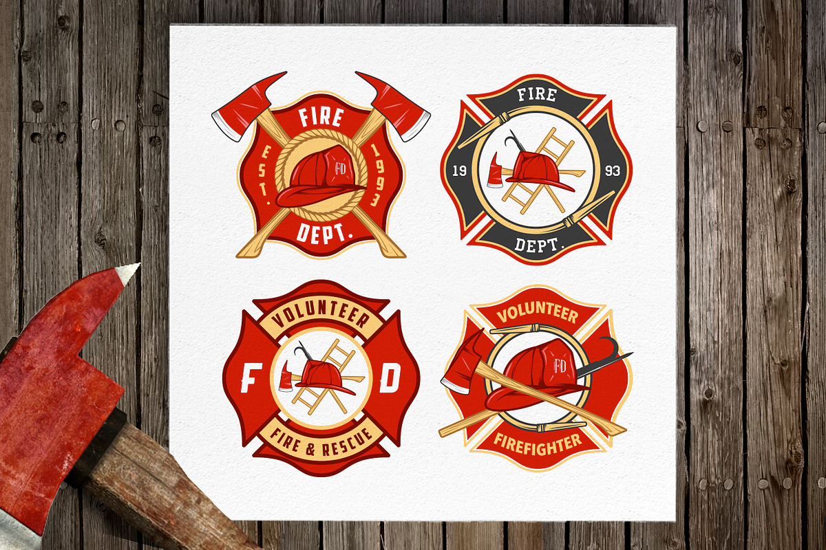 Fire department emblems and patches, an Illustration by 1baranov