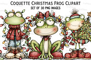 ''Coquette Christmas Frog Clipart'', an Illustration by Craft Nest (Thumbnail 1 of 8)