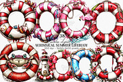 Whimsical Summer Lifebuoy Clipart, an Illustration by Canvas Craft (Thumbnail 1 of 7)