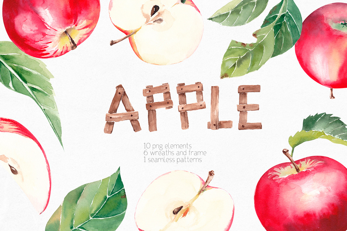 Apple Clipart Collection, an Illustration by YuliyaArtGarden (Photo 1 of 8)