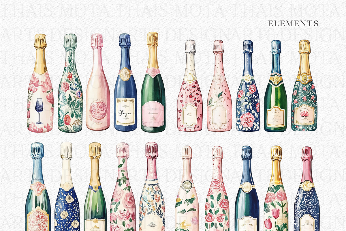Champagne Romantic Patterns, a Decorative Illustration by ThaismotaCreativeCo (Photo 3 of 7)
