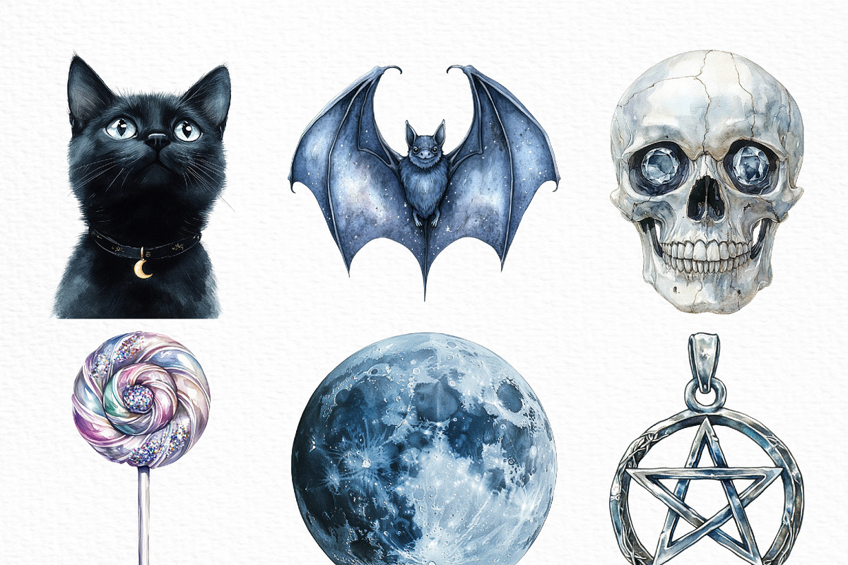 Silver Halloween Clipart, an Illustration by Craft Nest (Photo 4 of 6)