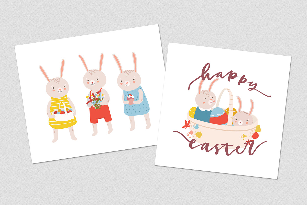 Easter rabbits set and cards, an Animal Illustration by Good Studio (Photo 8 of 8)