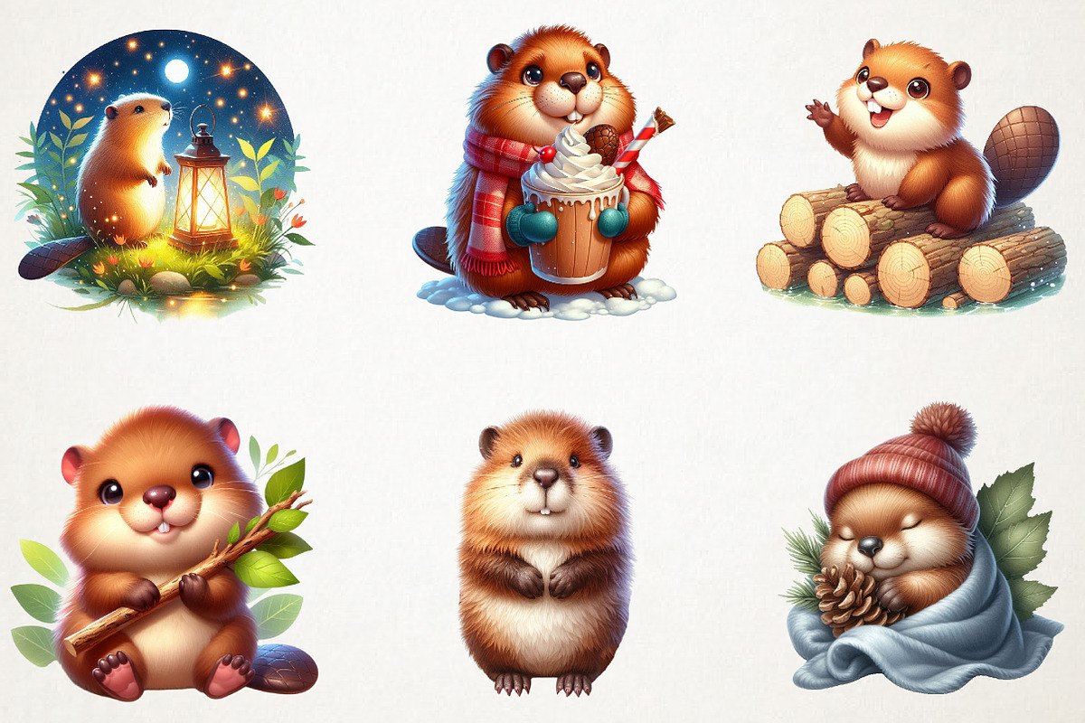 Cute Beaver Clip Art, Woodland Anima, an Animal Illustration by RobertsArt (Photo 2 of 7)