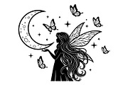 Fairy Moon Butterfly Silhouette, an Object Illustration by Gaye Art (Thumbnail 8 of 31)