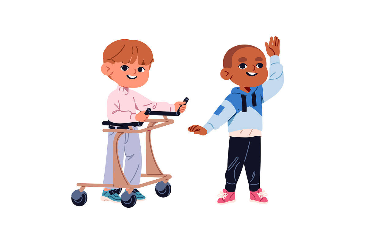 Diverse kids with disabilities set, a Person Illustration by PaperTrident (Photo 7 of 10)