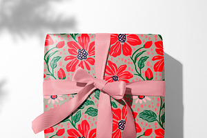 Red Floral Repeat Pattern