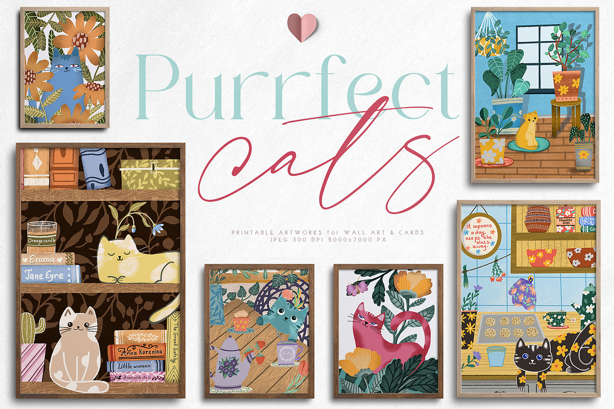 Purrfect cats printable illustration, an Animal Illustration by Yelloo Fish (Photo 1 of 8)