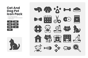 Cat & Dog Icon Set, a Solid Icon by erifqizeicon