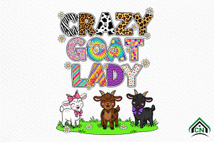 Crazy Goat Lady PNG, an Illustration by Craft Nest
