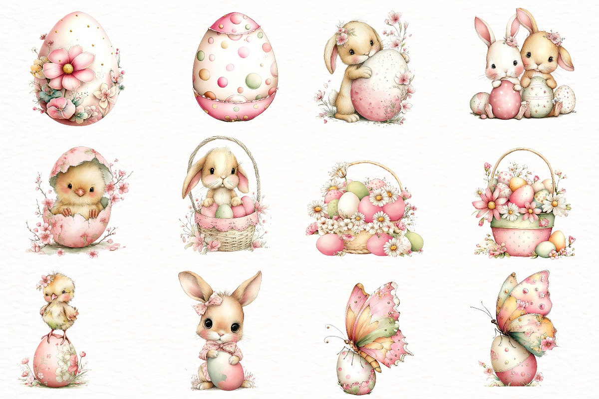 Whimsical Happy Easter Day Clipart, an Illustration by Designworld (Photo 3 of 8)