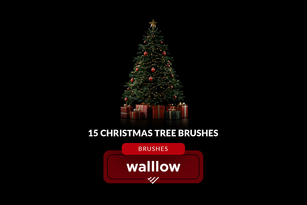 Christmas tree photoshop brushes, a Brush Add-On by Walllow Creatives (Photo 1 of 3)