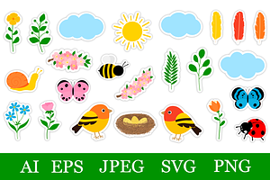 Spring Stickers Printable PNG