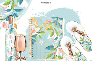 Summer Rose Gold Floral Clip Art