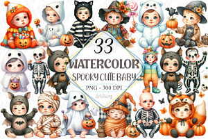 Autumn Spooky Cute Baby Clipart, a Graphic by designcity5