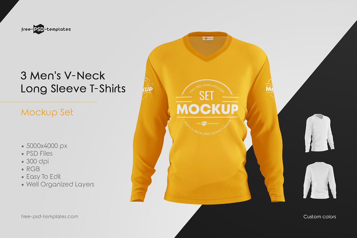 Mens Long Sleeve T-Shirts MockUp Set, a Shirt Mockup by Free-PSD-Templates (Photo 1 of 4)