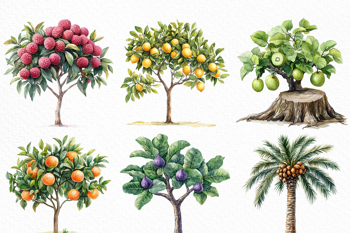 Watercolor Fruit Trees Clipart, an Illustration by Craft Nest (Photo 3 of 6)
