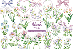 Blush and Dusty Rose Wildflower, an Illustration by MockupWizard
